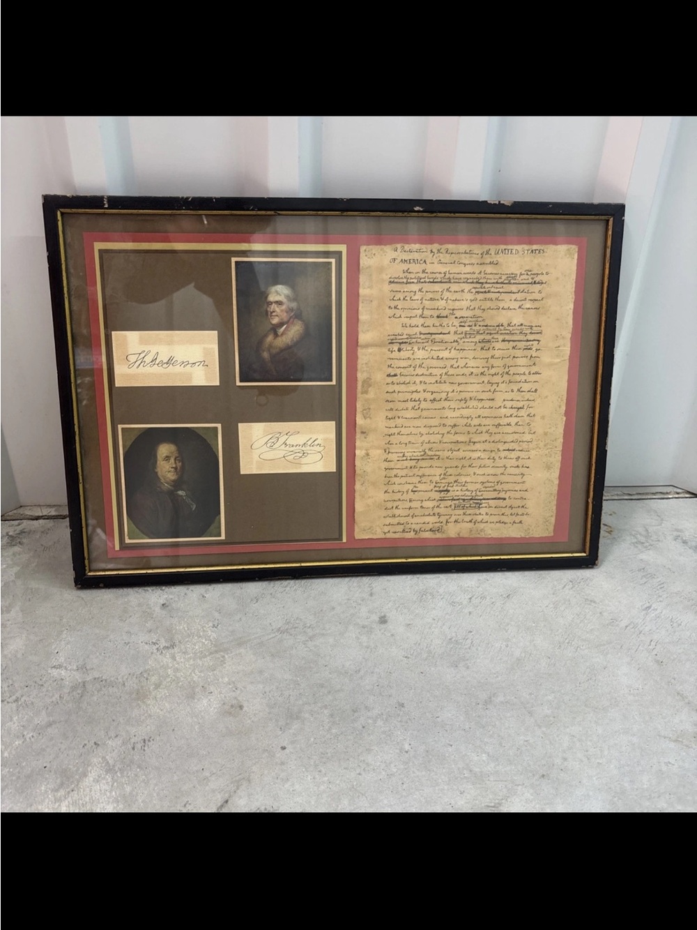 Vintage Avery Gallery Thomas Jefferson & Benjamin Franklin Framed Wall Art